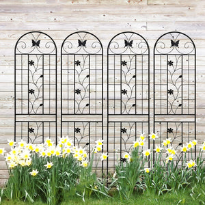 English Elm 4 Pack Powder-coated Metal Garden Trellis Panels Rustproof Climbing Plant Support Outdoor W1586P268028