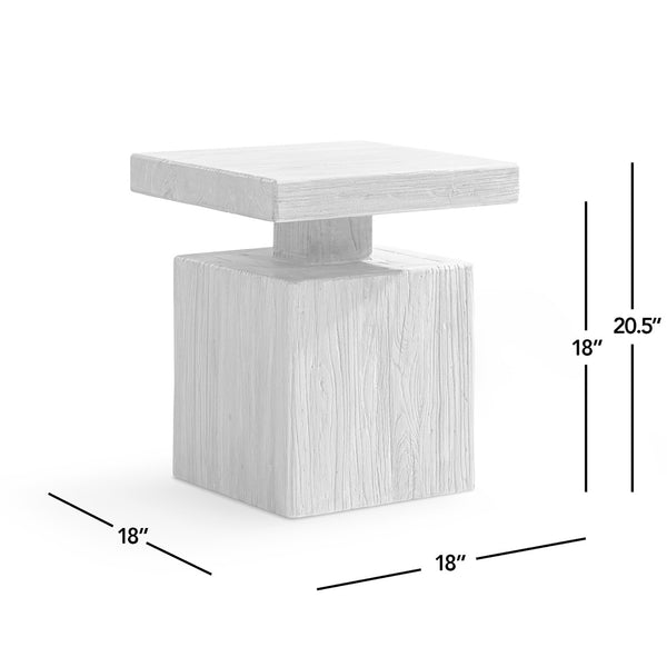 English Elm Calder Reclaimed Elm Block Plinth Side Table Sculptural Solid Wood Accent B2719P474461