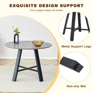 English Elm Table Modern Minimalist 42" Round Dining Set With 4 Ergonomic Pu Leather Chairs In Gray & White W1151S03394-GIGA