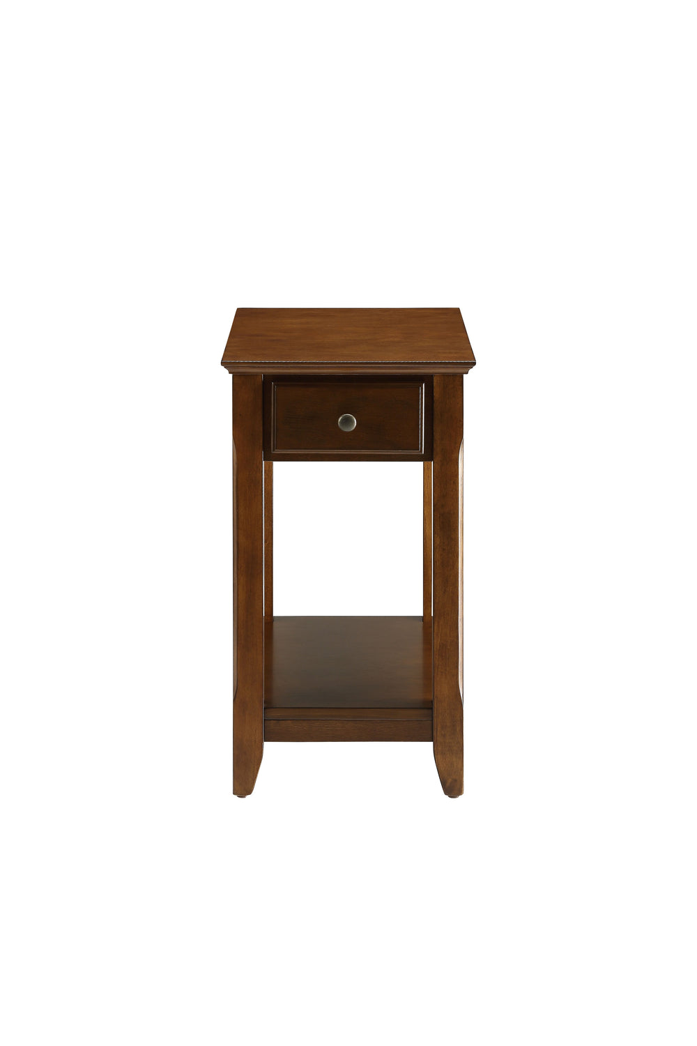 English Elm Bertie Walnut Finish Accent Table with Drawer & Open Shelf, Tapered Wooden Legs, Durable Design B2726P404287