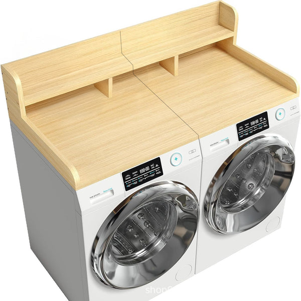 English Elm Washer Dryer Oak Wood Countertop Shelf Organizer with Raised Edge Laundry Room W2641P309102