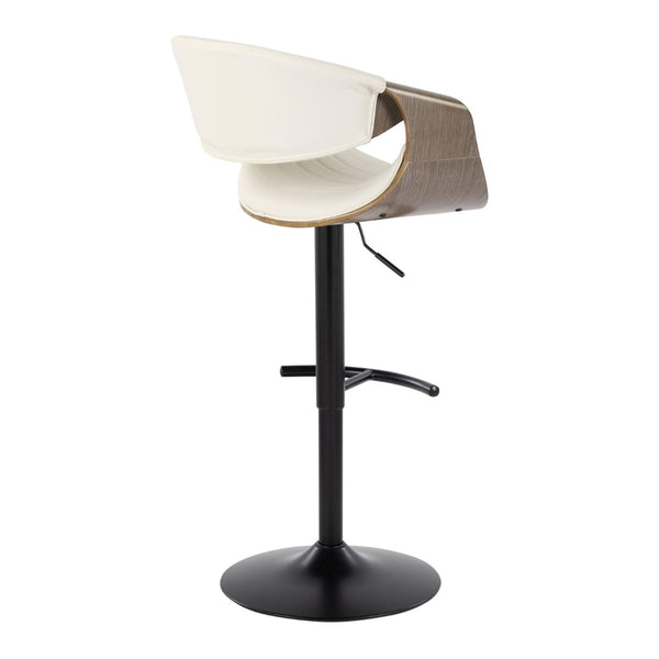 English Elm Symphony Mid-Century Modern Adjustable Barstool Set Of 2 - Stylish Swivel Stools In Faux Leather & Wood B202S01016-GIGA