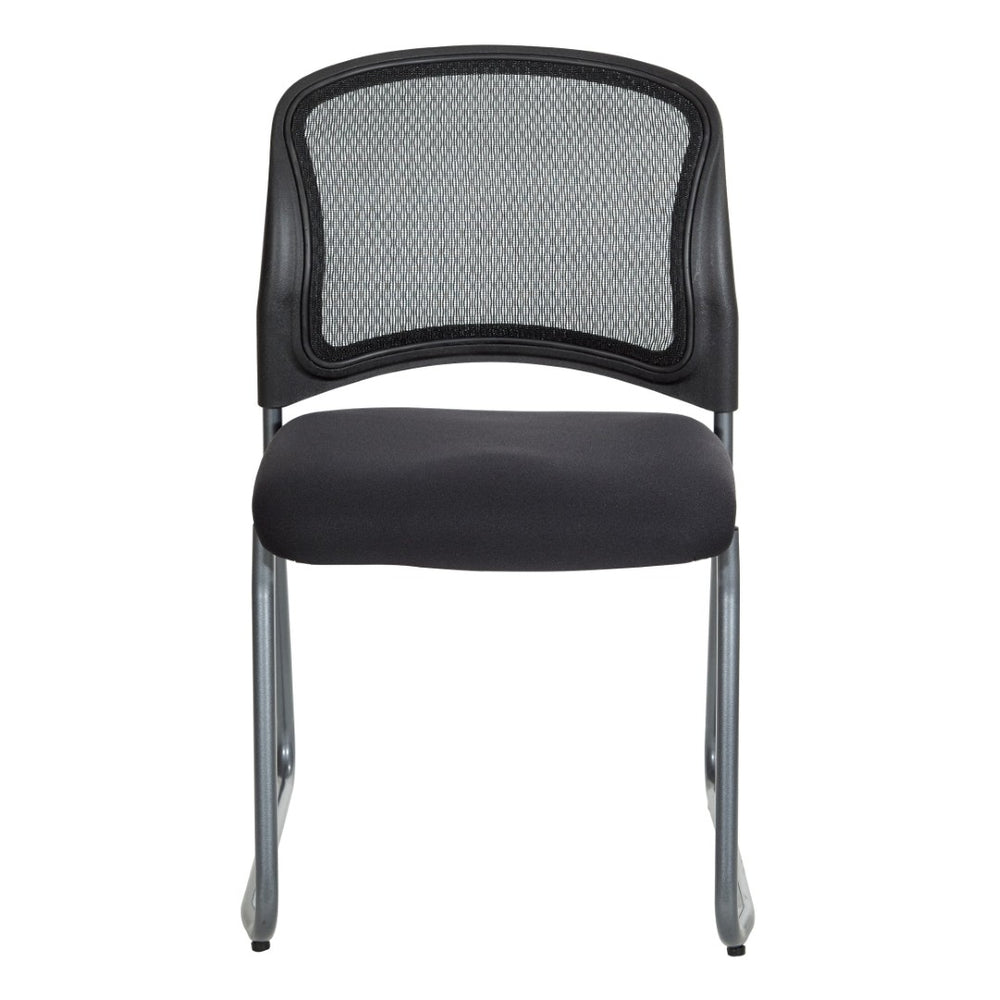 OSP Home Furnishings Titanium Steel Sled Base Visitor Chair with Mesh Back for Modern Office Spaces 86725R-30