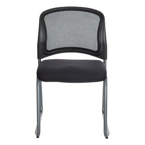 OSP Home Furnishings Titanium Steel Sled Base Visitor Chair with Mesh Back for Modern Office Spaces 86725R-30
