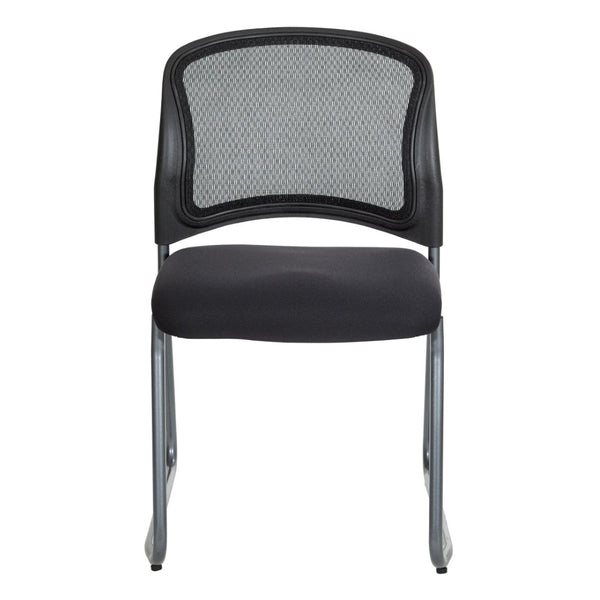 OSP Home Furnishings Titanium Steel Sled Base Visitor Chair with Mesh Back for Modern Office Spaces 86725R-30