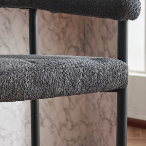 English Elm Modern Upholstered Bar Stools with Boucle Fabric and Armrests, Sturdy Metal Frame, Ergonomic Comfort DARK GREY W1901P264275