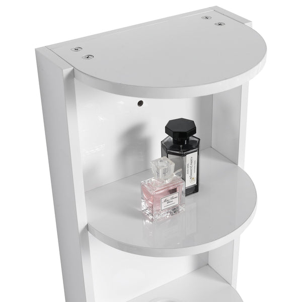 English Elm 12" Bathroom Wall-Mounted Storage Rack with Three-Tier Floating Shelves, Durable Scratch-Resistant Plywood Organizing Solution Glossy White W999P277165