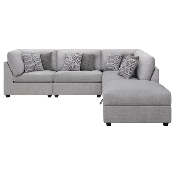 English Elm Lafayette Modular Sectional Sofa with Storage Ottoman and Feather Down Cushions B062S01444