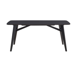 English Elm Eliora Black Finish Dining Table — Sleek Rubberwood & MDF Veneer Design, Fixed Top, 100lb Capacity B2726P315590