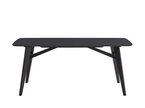 English Elm Eliora Black Finish Dining Table — Sleek Rubberwood & MDF Veneer Design, Fixed Top, 100lb Capacity B2726P315590