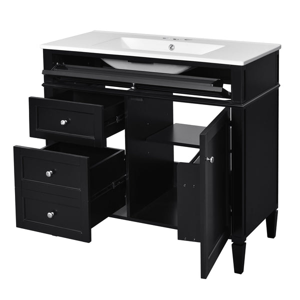English Elm 36'' Modern Bathroom Vanity With Ceramic Sink, Elegant Storage Cabinet & 2 Drawers For Essentials N710P230246B