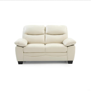 English Elm Glory Marta G674-L Loveseat with Pocket Coil Seating, PU Upholstery, Removable Backs, Durable Design Off White 15 L x 60 W x 31 H B078108380