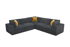 English Elm Coffee Bean Basket Weave Modular Sectional Foam Compressed with Toss Pillows Included B2748S00077