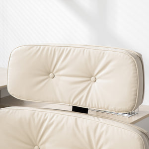 English Elm Criss Cross Wide Seat Pu Leather Swivel Task Chair with Removable Headrest Beige W3118P404121