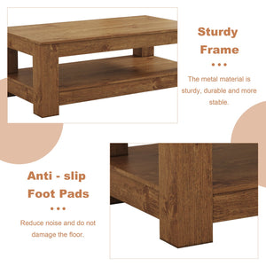 English Elm A Modern Two-tier Mdf Coffee Table with Open Shelf for Living Room Storage W3875P392271
