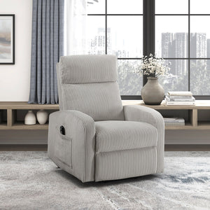 English Elm Contemporary Power Lift Chair Recliner with Plush Corduroy, Foam-Over-Coil Support & Side Pocket Light Gray 31 L x 29 W x 24 H B011P395832