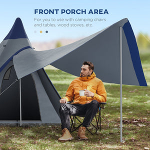 English Elm Outsunny Teepee Camping Tent Waterproof Oxford Fabric Porch Canopy for 3 Person Hiking W2225P200810