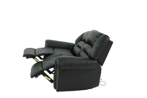 English Elm Plush Power Reclining Loveseat Bonded Leather Nailhead Trim Usb Port Seating B011P467627