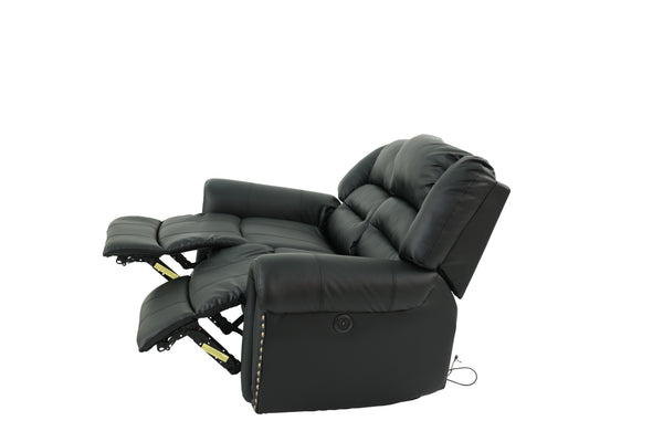 English Elm Plush Power Reclining Loveseat Bonded Leather Nailhead Trim Usb Port Seating B011P467627