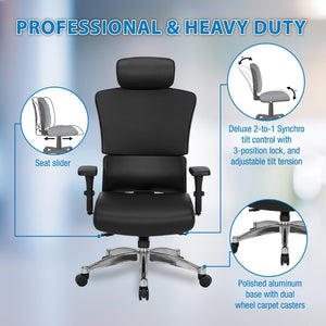 OSP Home Furnishings 639 Series Ergonomic Manager Chair with Lumbar Support and 4-way Adjustable Armrests 639-P76C4-R107