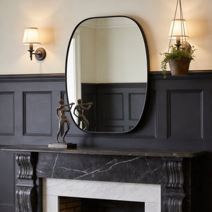 English Elm 30x40 Oval Wall Mirror Slim Metal Frame Distortion Free Glass Bathroom Entryway Accent Black W2203P476481