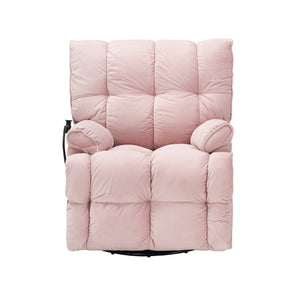 English Elm Single Teddy Upholstered Recliner Chair with Solid Wood Frame, Sponge Cushions & Phone Stand, Adjustable Back to 150° Pink W1278P212866