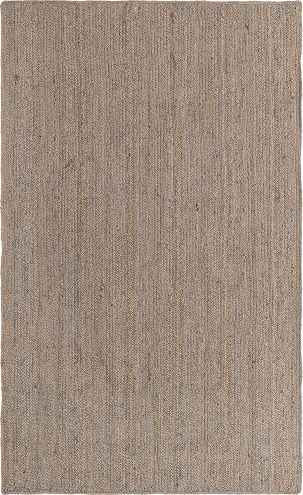 Unique Loom Braided Jute Dhaka Hand Woven Solid Rug Gray,  5' 1" x 8' 0"