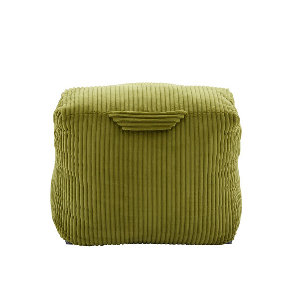 English Elm Big Corduroy Lounger Bean Bag with Ottoman Memory Foam Fill for Living Room Olive W395P435351