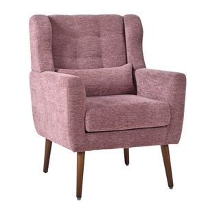 English Elm Modern Accent Chair Chenille Upholstered Ergonomic Lounge Armchair with Wood Legs and Pillow for Reading Comfort and Stylish Living Room Seating Dark Purple,Purple W1028P382741