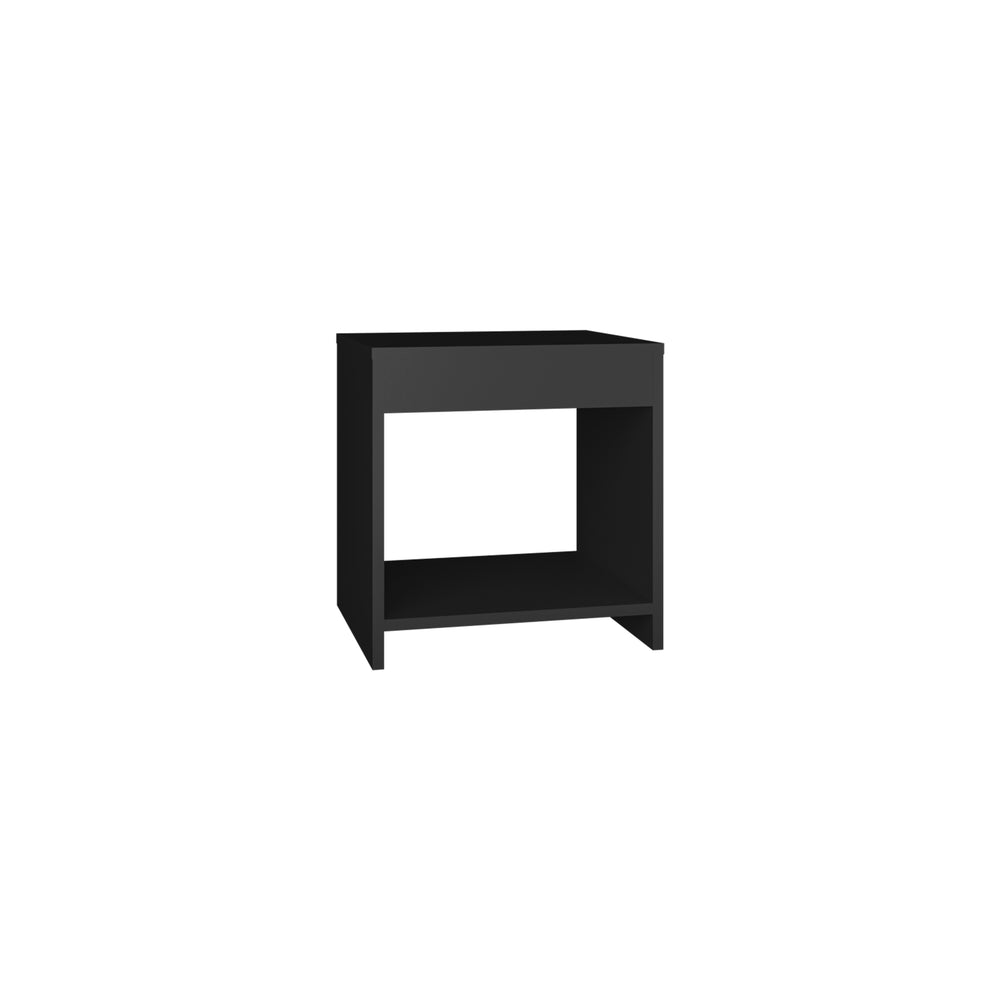 English Elm Chroma compact 16.5" tall minimalist nightstand with open shelf, durable engineered wood, space-saving design Black 17.8 L x 15.8 W x 3.6 H B200P235874