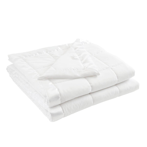 JLA Home Madison Park - Lightweight Cozy Down Alternative Blanket with Satin Trim, Moisture-Wicking, Hypoallergenic Comfort White MP51-1614