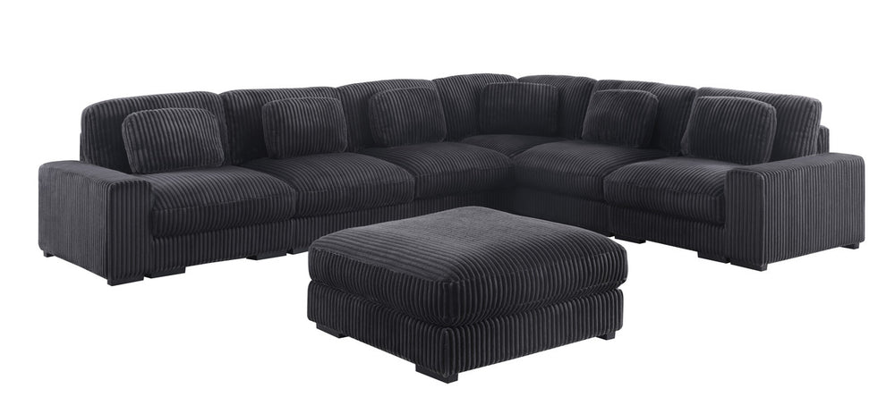 English Elm Lianne Modular Corduroy Sectional with Ottoman Channel Tufted Lounge Sofa B2749S00042