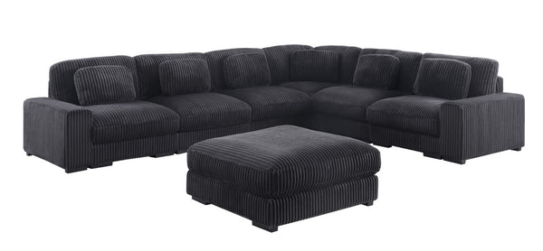 English Elm Lianne Modular Corduroy Sectional with Ottoman Channel Tufted Lounge Sofa B2749S00042
