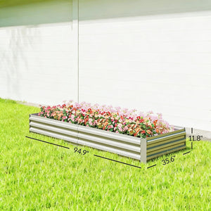 English Elm Flower and Herb Raised Garden Bed Galvanized Steel Outdoor Planter Open Bottom Design T3971P455929