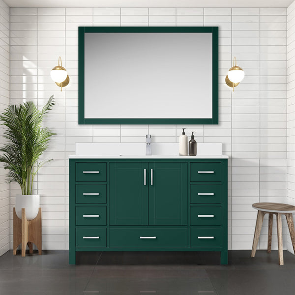 English Elm Green 48 in. Bath Vanity with Cultured Marble Top, Solid Wood, Soft-Close Drawers & Ample Storage B2731P259070