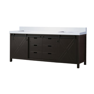 English Elm Brown Double Bath Vanity 84" x 22" with White Quartz Countertop, Solid Wood, Soft-Close Drawers, Ample Storage B2731P260088