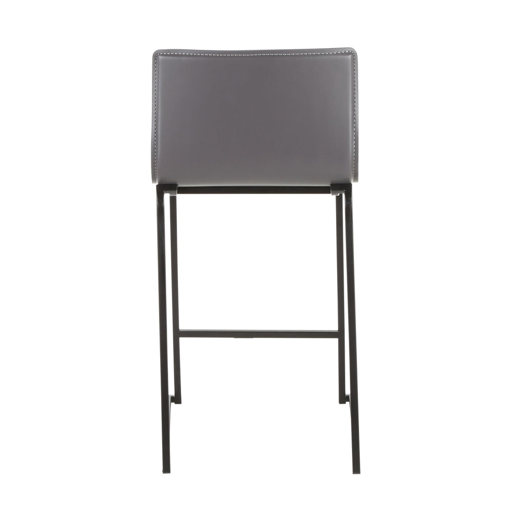 English Elm Mara 26" Modern Counter Stool Set Of 2 In Black Metal & Grey Faux Leather For Chic Spaces B202P222058