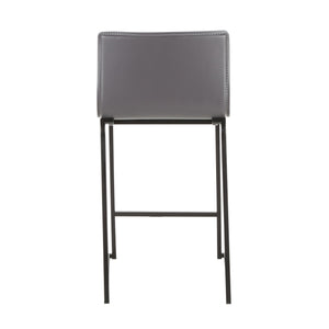English Elm Mara 26" Modern Counter Stool Set Of 2 In Black Metal & Grey Faux Leather For Chic Spaces B202P222058