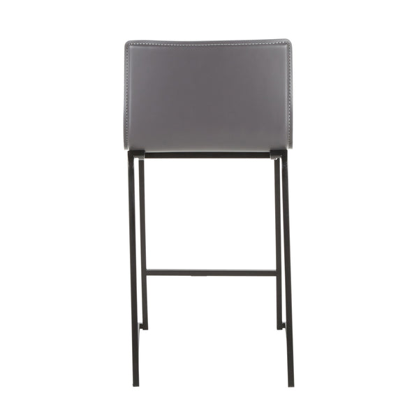 English Elm Mara 26" Modern Counter Stool Set Of 2 In Black Metal & Grey Faux Leather For Chic Spaces B202P222058