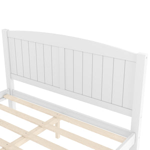 English Elm Queen Solid Wood Platform Bed Frame with Strong Support Slats, No Box Spring Needed, Modern White Finish Light White W1580P374312