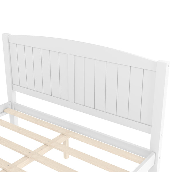 English Elm Queen Solid Wood Platform Bed Frame with Strong Support Slats, No Box Spring Needed, Modern White Finish Light White W1580P374312