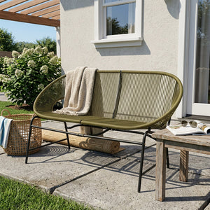 English Elm Condessa Outdoor Pe Rattan Loveseat Iron Frame Weather Resistant Patio Seating Green N775P423051G