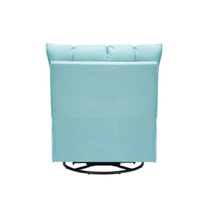 English Elm Single Teddy Upholstered Recliner Chair with Solid Wood Frame, Sponge Cushions & Phone Stand, Adjustable Back to 150° Cyan W1278P212865
