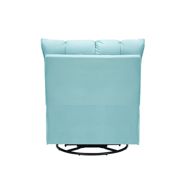 English Elm Single Teddy Upholstered Recliner Chair with Solid Wood Frame, Sponge Cushions & Phone Stand, Adjustable Back to 150° Cyan W1278P212865