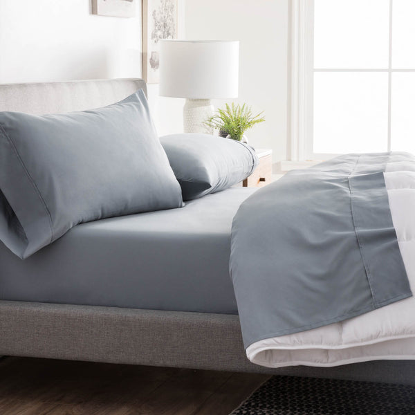 English Elm Brookside Double-Brushed Microfiber Sheet Set Split Cal King Slate – Ultra Soft, Wrinkle & Stain Resistant B350P326208