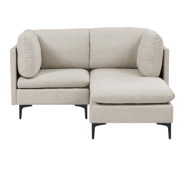 English Elm Linen Upholstered Modular Sectional with Black Metal Legs for Contemporary Living Almond B2748S00093