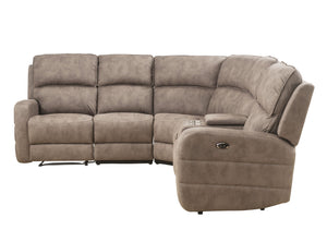 English Elm Olwen Mocha Nubuck Power Sectional Sofa with USB Ports, Reversible Console, Cup Holders, Storage B2726S00120