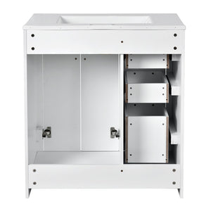 English Elm 30'' Bathroom Vanity With Elegant Ceramic Sink, Solid Wood Frame, Soft-Close Doors & Ample Storage N710P191970K