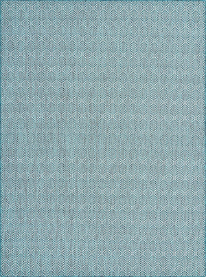 Unique Loom Outdoor Trellis Deco Trellis Machine Made Trellis Rug Teal, Ivory 9' 0" x 12' 2"