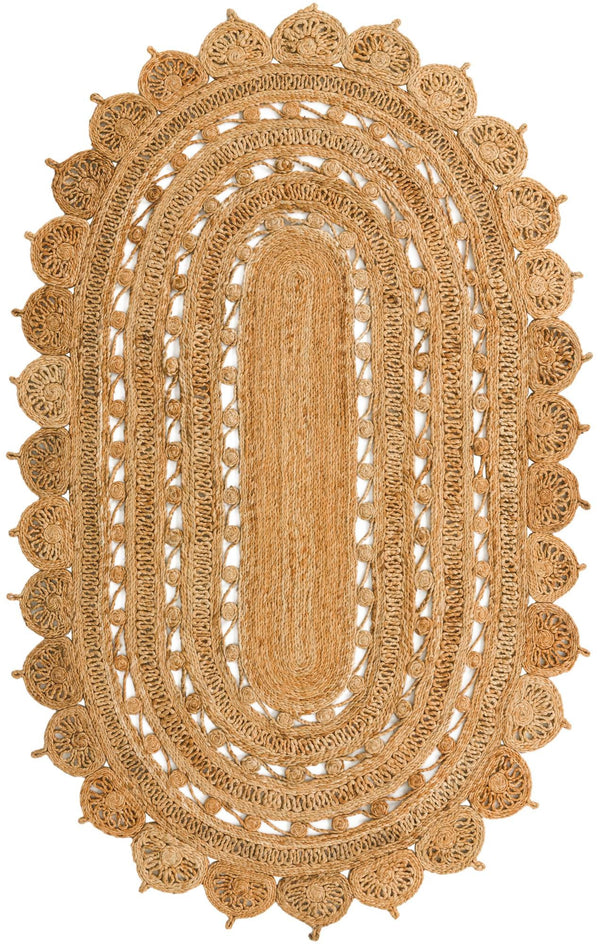 Unique Loom Braided Jute Punita Hand Braided Novelty Rug Natural,  5' 1" x 8' 0"